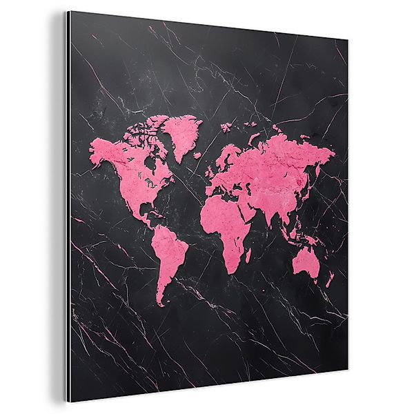MuchoWow Metallbild Weltkarte - Rosa - günstig online kaufen