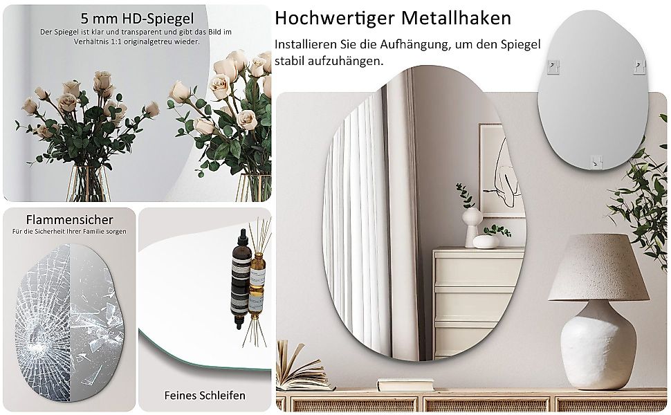 Hopibath Badspiegel ohne Beleuchtung Badezimmerspiegel Rahmenlos günstig online kaufen