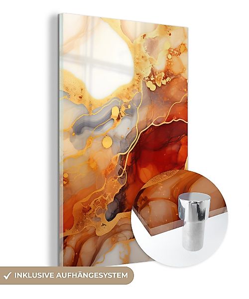 MuchoWow Acrylglasbild Marmor - Orange - günstig online kaufen
