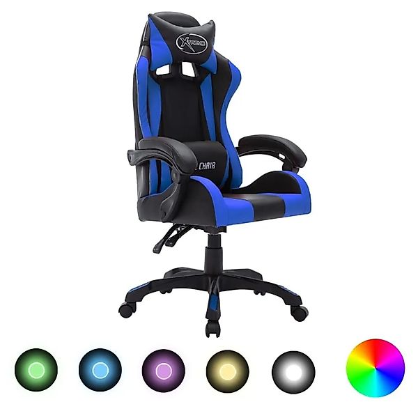 vidaXL Gaming-Stuhl mit RGB LED-Leuchten Blau und Schwarz Kunstleder 287996 günstig online kaufen