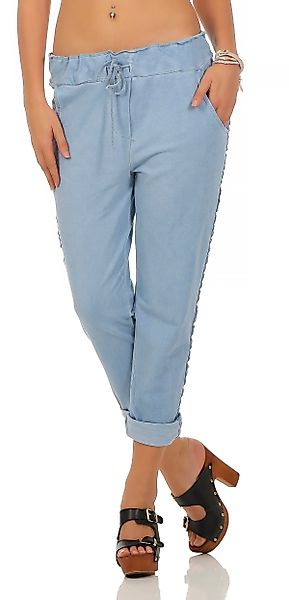 Mississhop Jogginghose Damen Baumwollhose seitlichen Glitzerstreifen günstig online kaufen