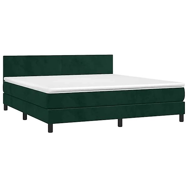 vidaXL Boxspringbett mit Matratze & LED Dunkelgrün 180x200 cm Samt 3134300 günstig online kaufen