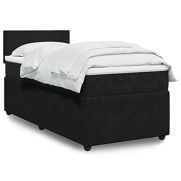vidaXL Boxspringbett mit Matratze Schwarz 80x200 cm Samt 3289886 günstig online kaufen