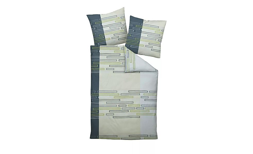 Seersucker Bettwäsche  Grafik - grün - 100% Baumwolle - 135 cm - Bettwaren günstig online kaufen