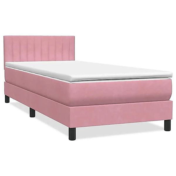vidaXL Boxspringbett mit Matratze & LED Rosa 90x220 cm Samt 3317108 günstig online kaufen