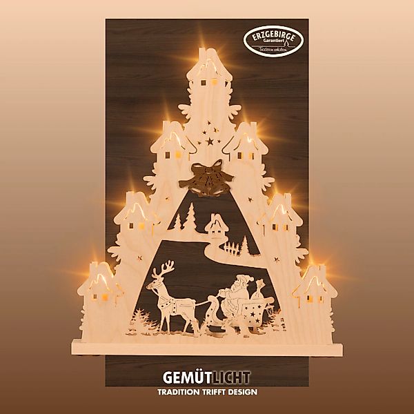 Weigla LED Schwibbogen "Weihnachtsmann auf Schlitten, Lichterspitze aus Hol günstig online kaufen