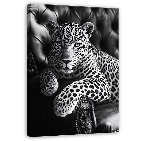 Wallarena Leinwandbild Jaguar Schwarz Weiß Tier günstig online kaufen