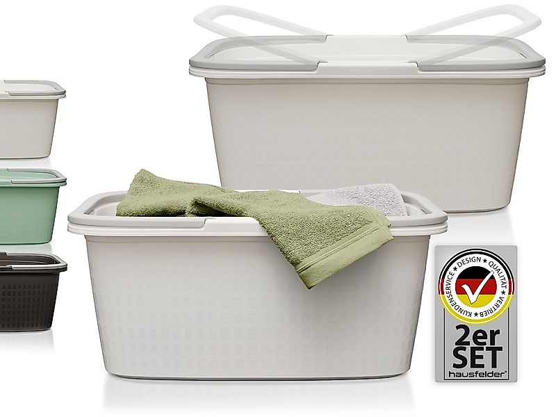 Hausfelder Wäschekorb Wäschewanne 58x37x25cm (Weiß, 2 Wannen, 35 l) (Set, 2 günstig online kaufen
