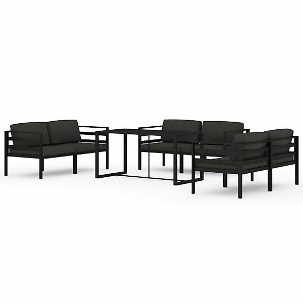 Vidaxl 7-tlg. Garten-lounge-set Mit Kissen Aluminium Anthrazit günstig online kaufen