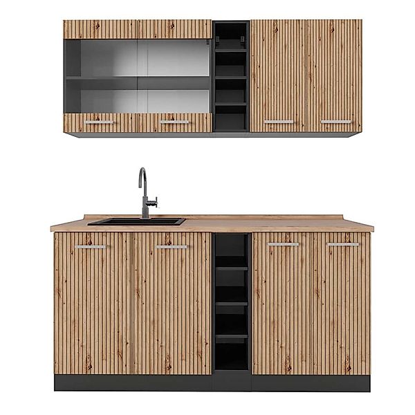 Vicco R-Line Singleküche Artisan Eiche/Anthrazit 160 cm AP Eiche ohne E-Ger günstig online kaufen