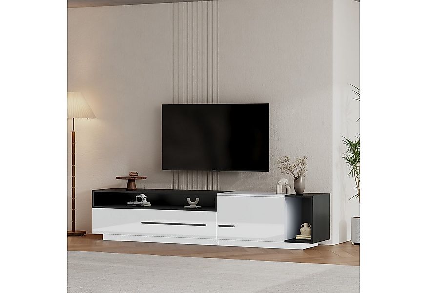 IDEASY Lowboard TV Schrank in Schwarz-Weiß mit Hochglanz-Oberfläche – 170x3 günstig online kaufen