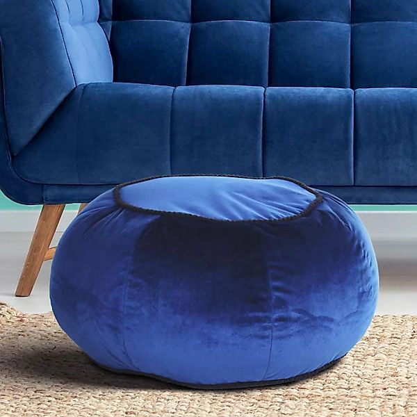 Samt Sitzpouf in Blau Orientalischen Design günstig online kaufen