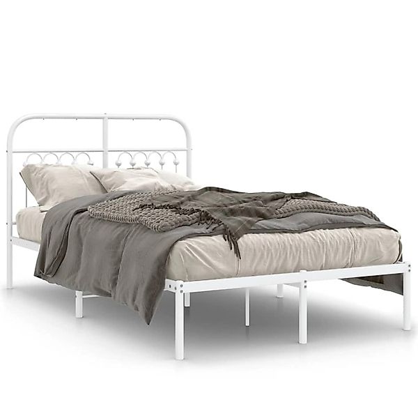vidaXL Bettgestell mit Kopfteil Metall Weiß 120x200 cm 376647 günstig online kaufen