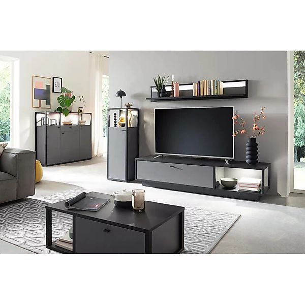 Wohnzimmer Wohnmöbel Set, 5-teilig, LAVAL-05 in grau mit anthrazit inkl. Co günstig online kaufen