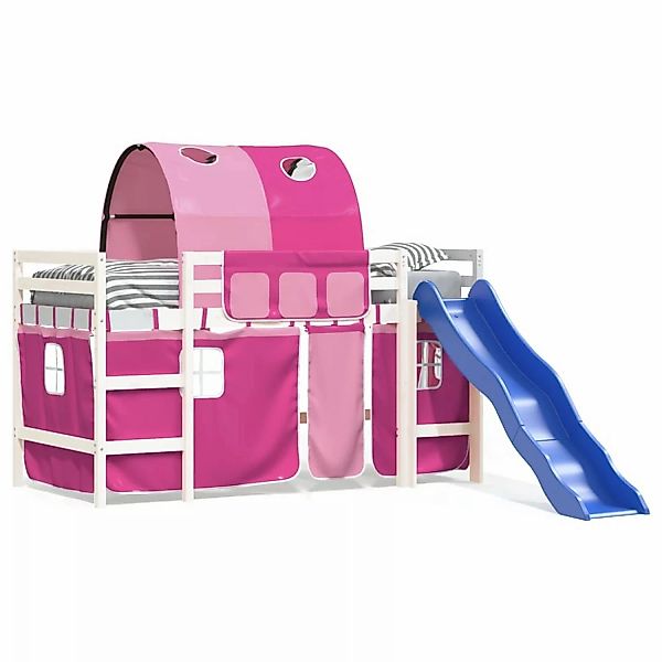 vidaXL Kinderbett Kinderhochbett mit Tunnel Rosa 90x200 cm Massivholz Kiefe günstig online kaufen