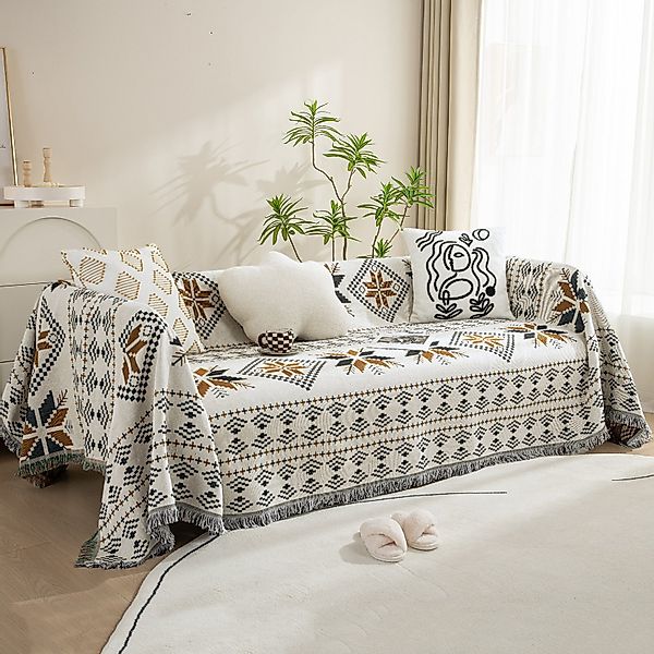 Sunicol Sofabezug Sofa überwurfdecke mit Quasten, günstig online kaufen