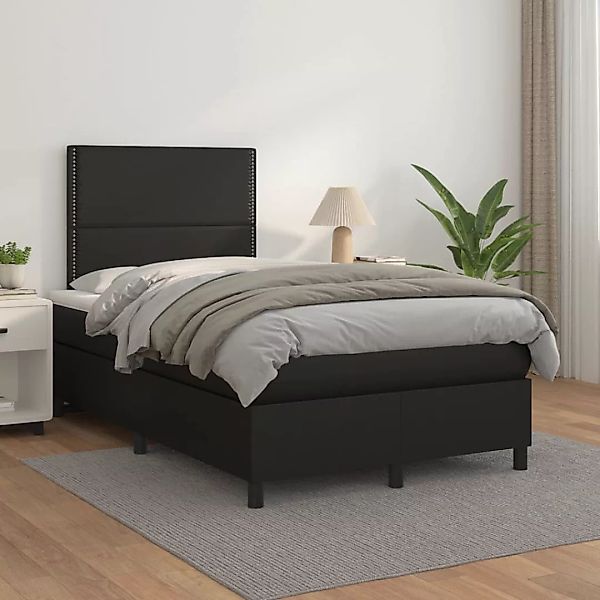 vidaXL Boxspringbett, Boxspringbett mit Matratze Schwarz 120x200 cm Kunstle günstig online kaufen