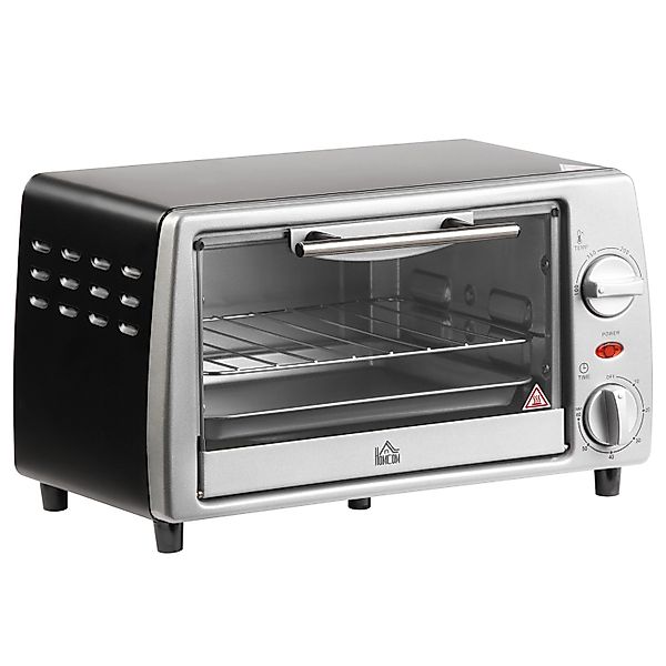 HOMCOM Minibackofen Metall Gehärtetes Glas Silber 36,5L x 26B x 22H cm günstig online kaufen