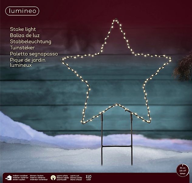 Lumineo LED Stern LED Metall-Stern Gartenstecker 110 LED D: 38 cm, warm wei günstig online kaufen