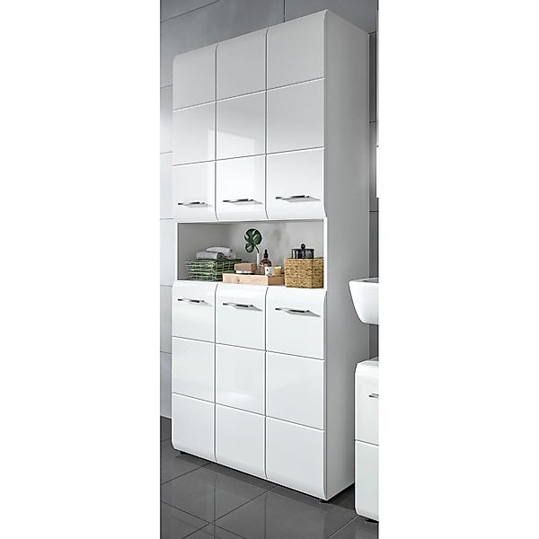 Inn.Furn Badezimmer Hochschrank in Weiß Hochglanz 90 x 185 cm Livia günstig online kaufen