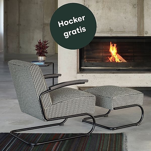 THONET S 411 Freischwinger Sessel mit Armlehnen | niedrige Rückenlehne | St günstig online kaufen