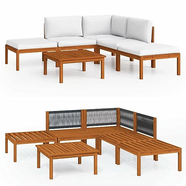 6-tlg. Garten-lounge-set Mit Kissen Creme Massivholz Akazie günstig online kaufen