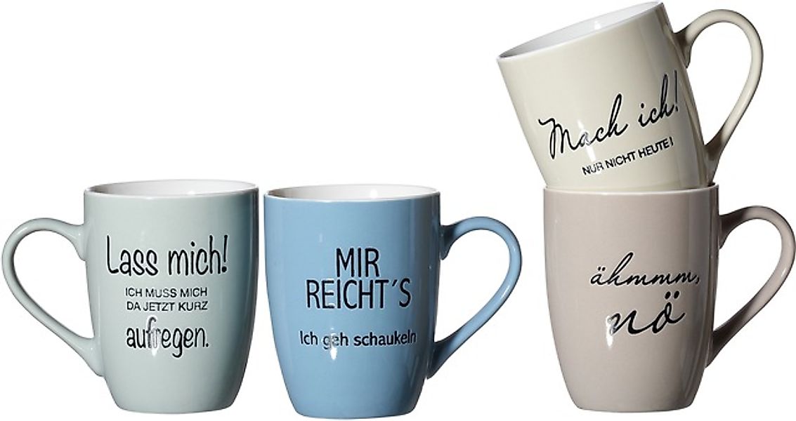 Ritzenhoff & Breker Becher »Sprüche«, (Set, 4 tlg., 4 Kaffeebecher (300 ml, günstig online kaufen