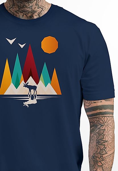 Neverless Print-Shirt Herren T-Shirt Berge Elch günstig online kaufen