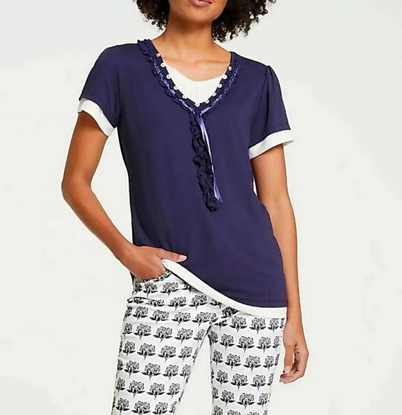 heine Rundhalsshirt LINEA TESINI Damen Designer-Shirt, nachtblau-ecru günstig online kaufen