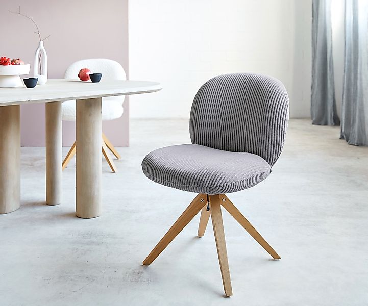 Drehstuhl Nube-Flex Cord Silbergrau Holzgestell kantig Natur 180° drehbar T günstig online kaufen