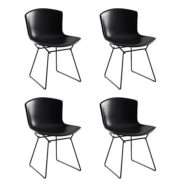 Knoll International - Bertoia Plastic Side Chair Stuhl 4er Set - schwarz/Ku günstig online kaufen