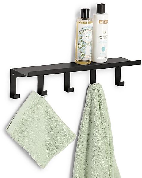 Zeller Present Wandregal mit Haken, Metall, schwarz, geeignet für Schlüssel günstig online kaufen