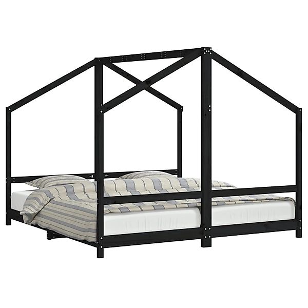 vidaXL Kinderbett Schwarz 2x 90x190 cm Massivholz Kiefer 3200600 günstig online kaufen