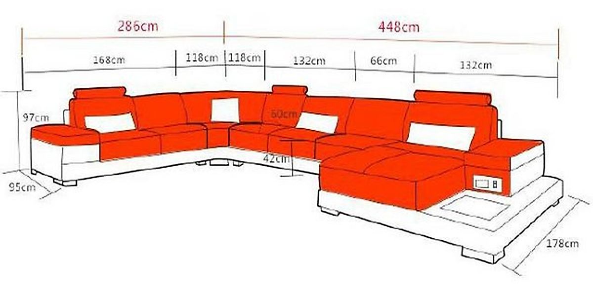 Xlmoebel Ecksofa Designer Ledersofa Wohnlandschaft mit Eckpolsterung, große günstig online kaufen