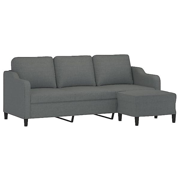 vidaXL Sofa 3-Sitzer-Sofa mit Hocker Dunkelgrau günstig online kaufen