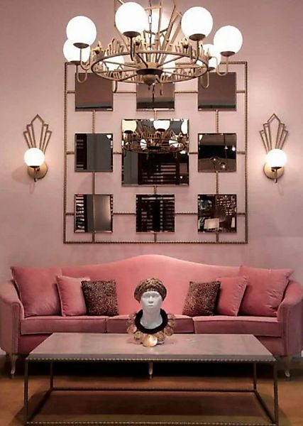 Casa Padrino Sofa Luxus Barock Samt Sofa Rosa / Grau 280 x 90 x H. 100 cm - günstig online kaufen