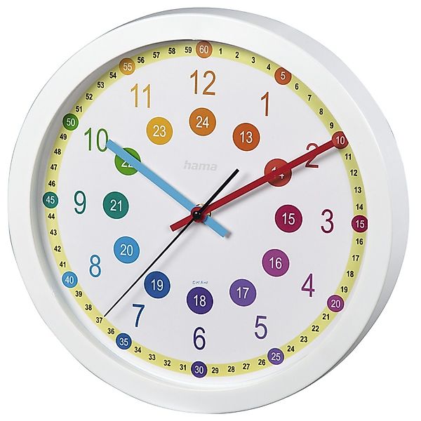 Hama Wanduhr Kinder-Wanduhr "Easy-Learning", Bunt günstig online kaufen