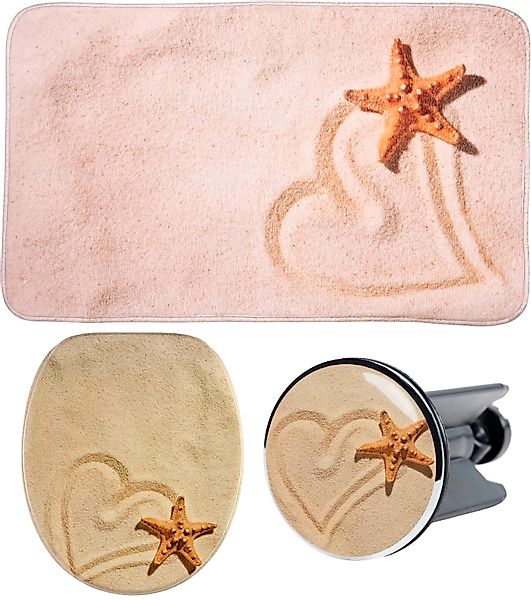Sanilo Badaccessoire-Set "Sandy" bestehend aus WC-Sitz, Badteppich und Wasc günstig online kaufen