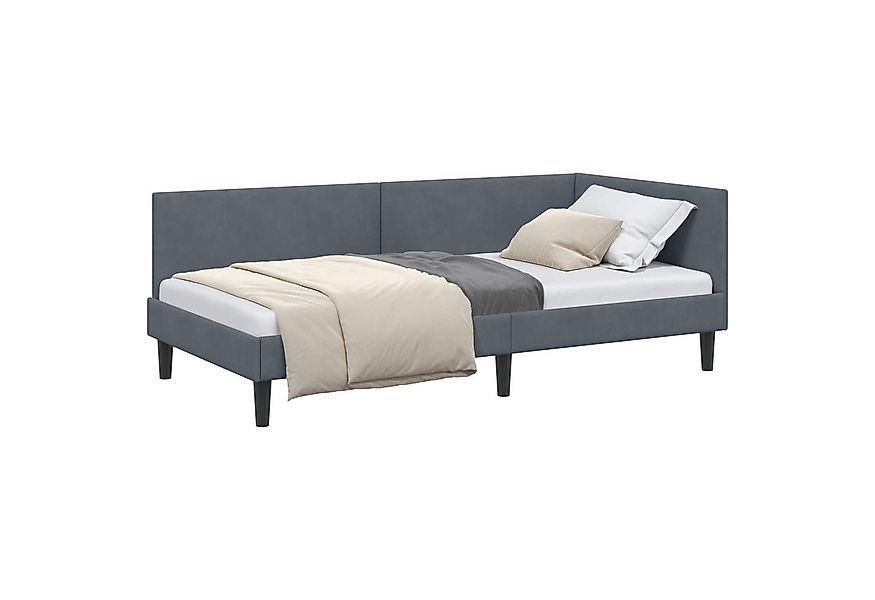 vidaXL Bett Eckbettgestell mit Kopfteil Dunkelgrau 90 cm x 200 cm Samt (1-t günstig online kaufen