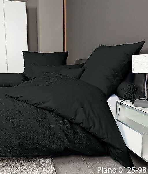 Janine Janine Mako-Soft-Seersucker Bettwäsche PIANO 0125 schwarz Größe:  20 günstig online kaufen