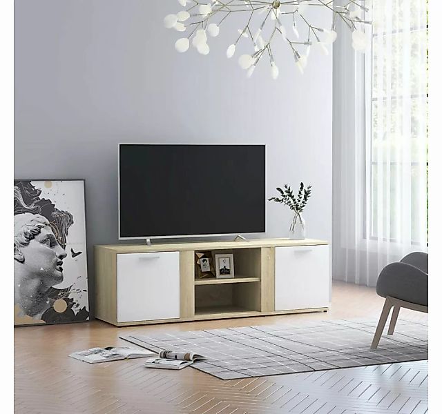vidaXL TV-Schrank TV-Schrank Weiß Sonoma-Eiche 120 x 34 x 37 cm Spanplatte günstig online kaufen