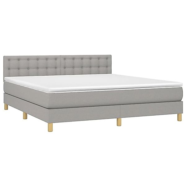 vidaXL Boxspringbett mit Matratze & LED Hellgrau 180x200 cm Stoff 3134053 günstig online kaufen