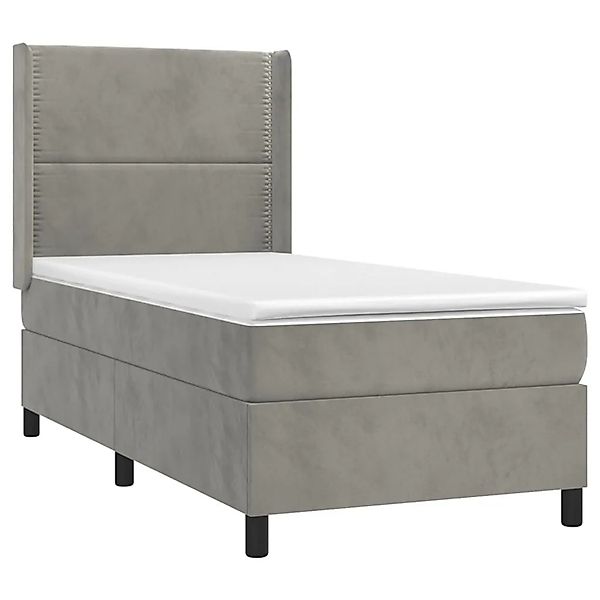 vidaXL Boxspringbett mit Matratze & LED Hellgrau 100x200 cm Samt 3139487 günstig online kaufen