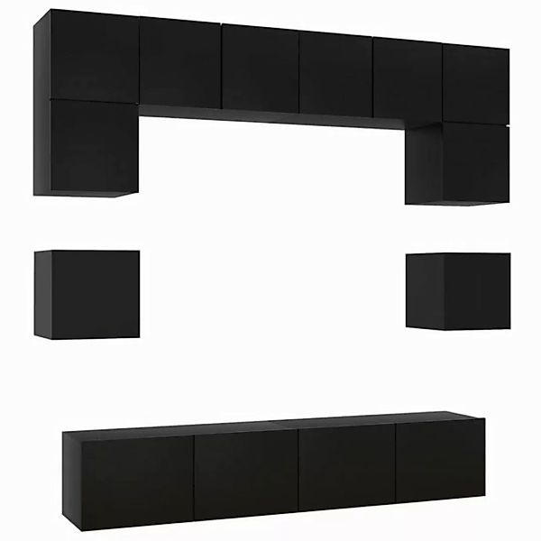 vidaXL TV-Schrank 8-tlg. TV-Schrank-Set Schwarz Holzwerkstoff (1-St) günstig online kaufen