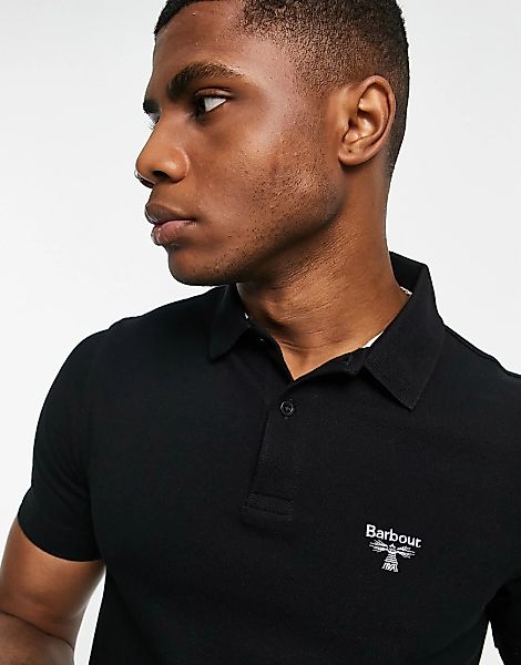 Barbour Beacon – Polohemd in Schwarz mit kleiner Logostickerei günstig online kaufen