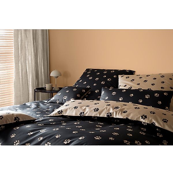 Elegante Mako Satin Bettwäsche Paws 24541-9 Pfoten Schwarz 135x200 günstig online kaufen