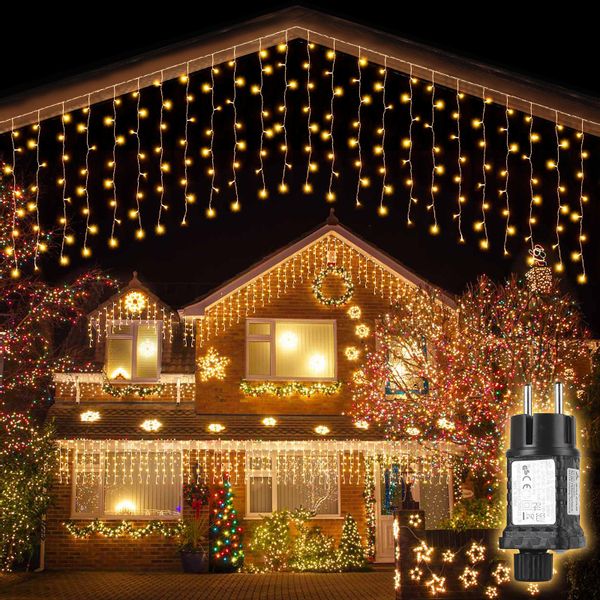 Salcar LED-Lichtervorhang LED Lichterkette Eisregenvorhang Außen, günstig online kaufen