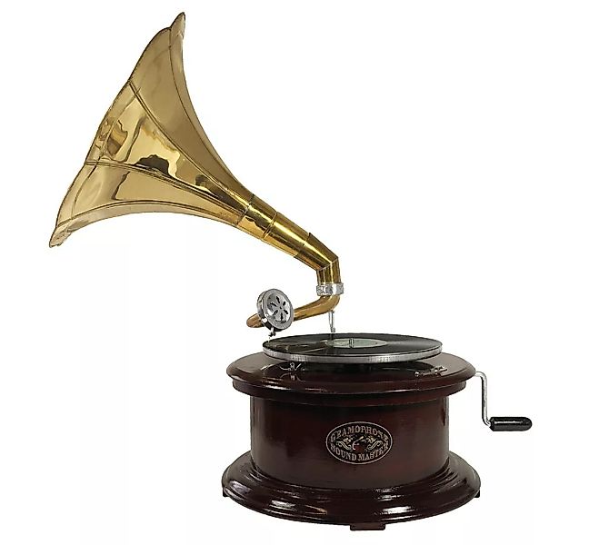 Grammophon Antik-Stil Rund Nostalgie Schellackplatten Trichter Grammofon günstig online kaufen