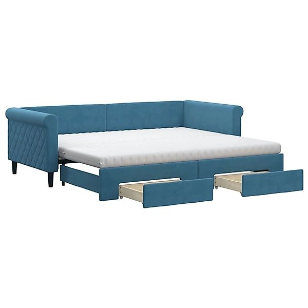 vidaXL Tagesbett Ausziehbar mit Schubladen Blau 90x200 cm Samt1883503 günstig online kaufen