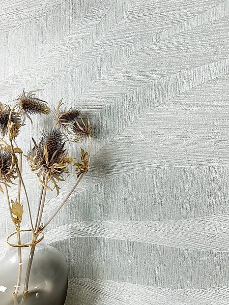 Newroom Vliestapete, Silber Tapete Glamour Wellen - Glanztapete Mustertapet günstig online kaufen